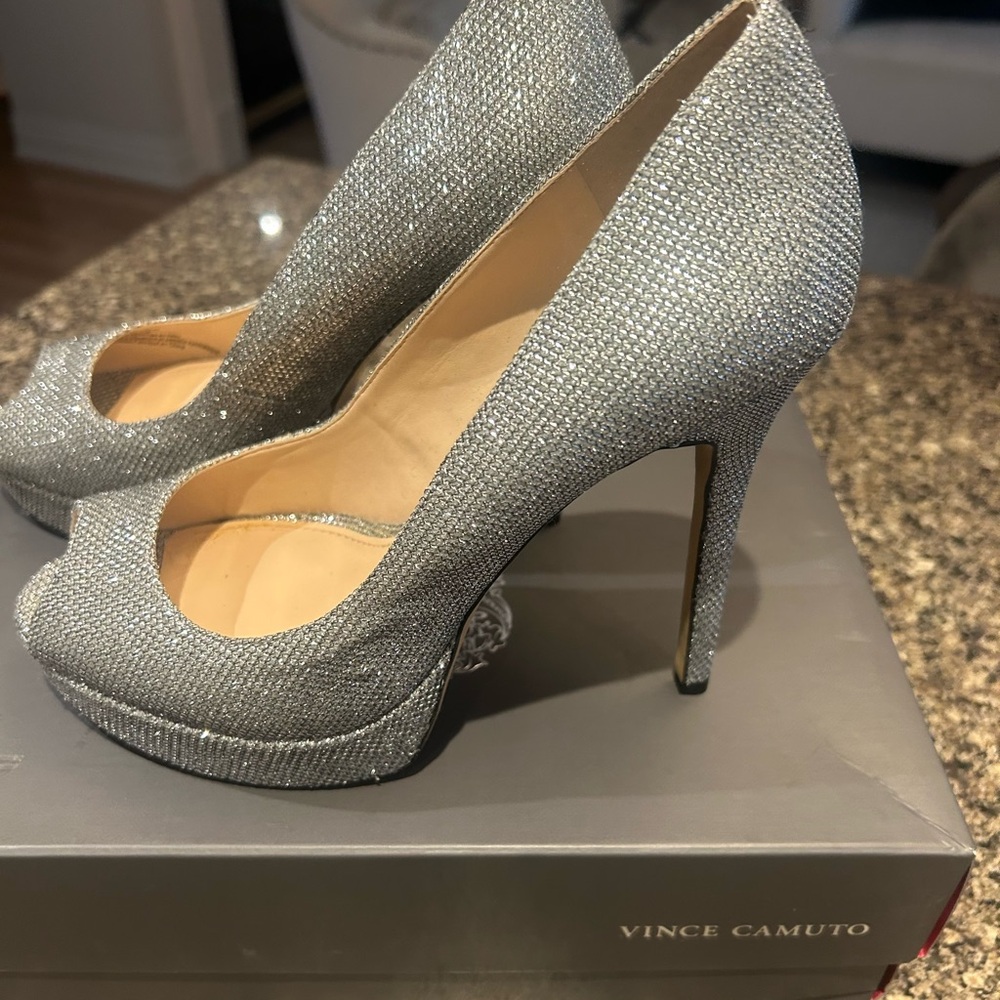 Vince Camuto Glittering Silver Heels